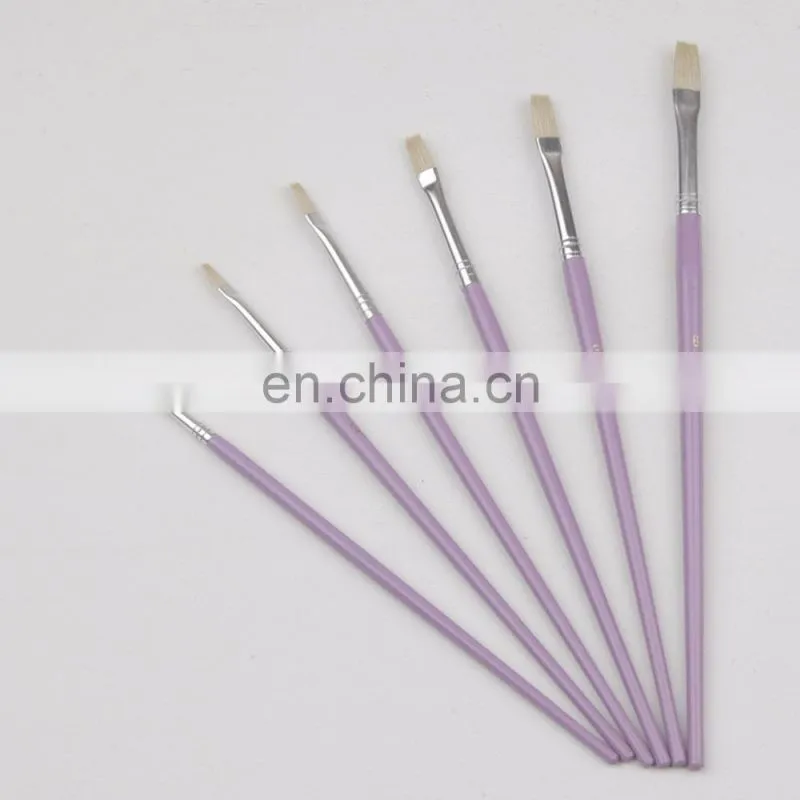 Short Wooden Handle Natural Artist Bristle Brushes