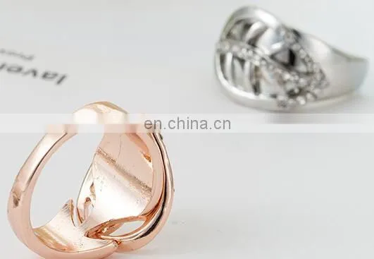 Engagement Women Rings Jewelry Gold Color Fashion White AAA CZ Cubic Zirconia Leaves Ring For Female Wedding Gift