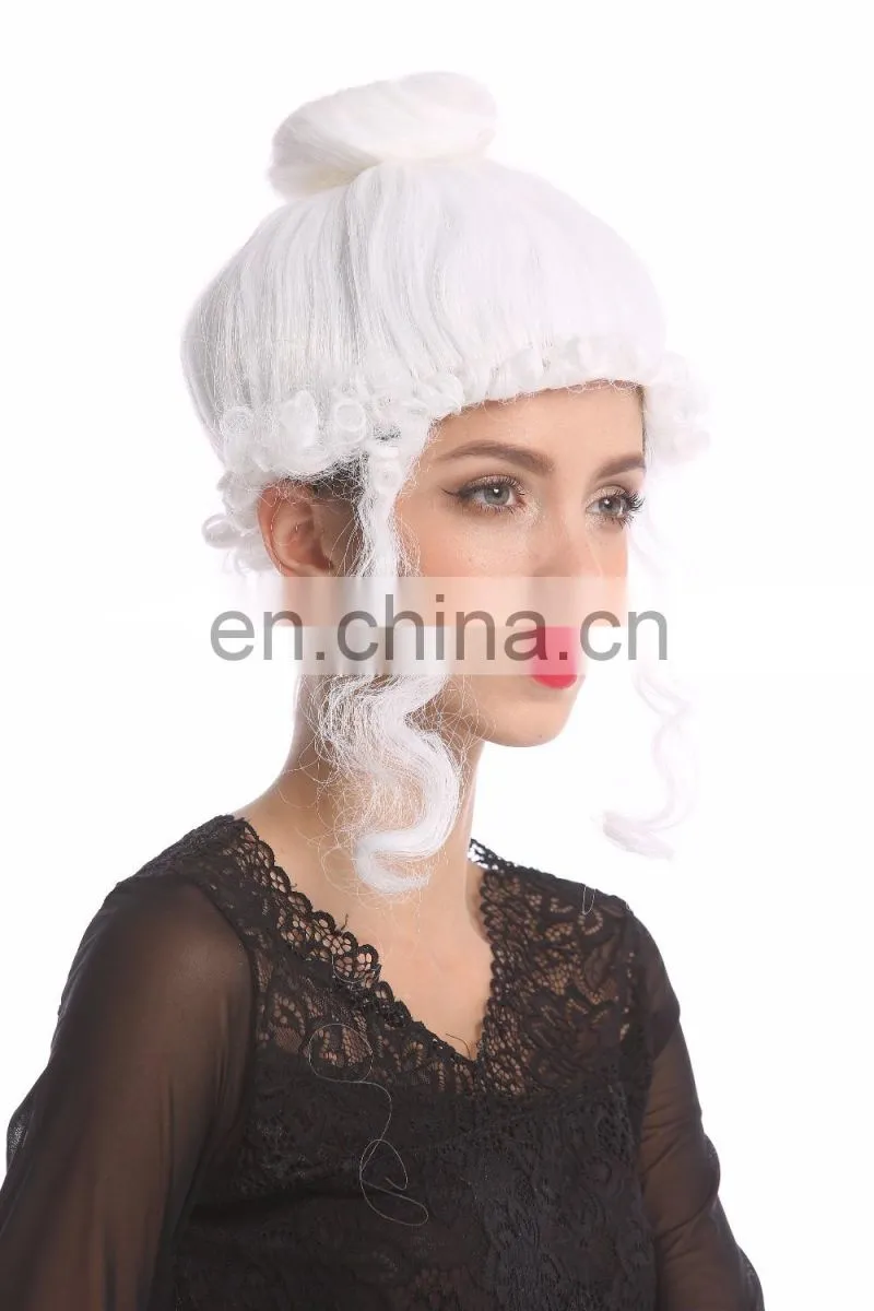 Romantic Baroque Renaissance white synthetic party wigs P-W210
