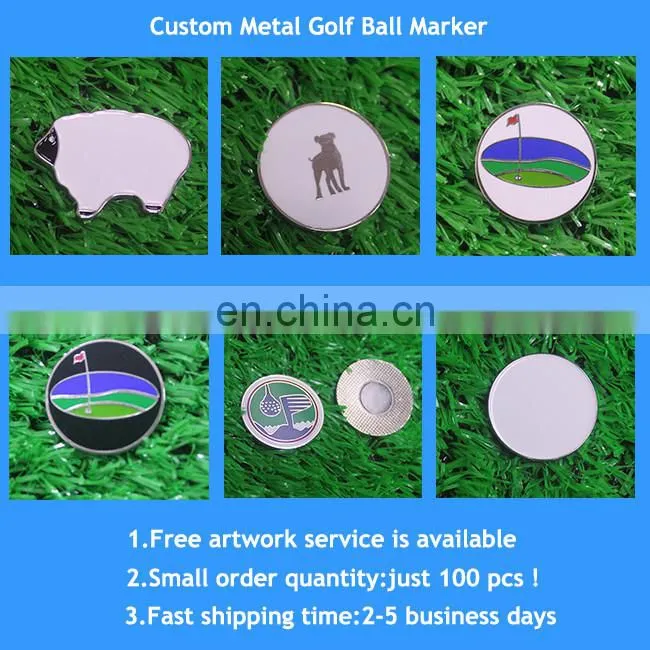 New 40mm 2 sided custom embossed metal magnetic golf poker chip ball marker