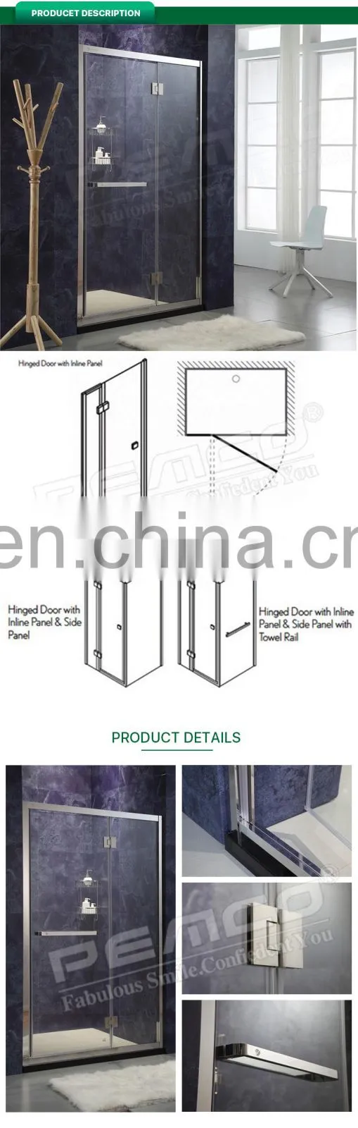 China Suppliers product 304 stainless steel glass sliding shower cubicle