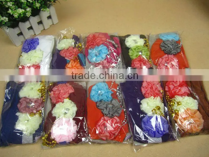 A521 fashion 3 flowers islamic hijab cap muslim hat
