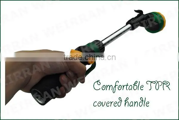 (84706) Garden watering tool hose end sprayer, 8 patterns aluminum TPR covered 16'' water wand