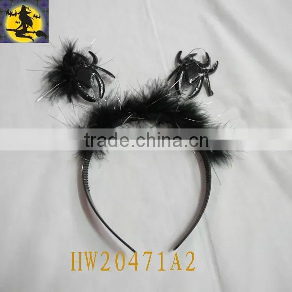 Black Spider Head Band with Blue Fur for Halloween Party