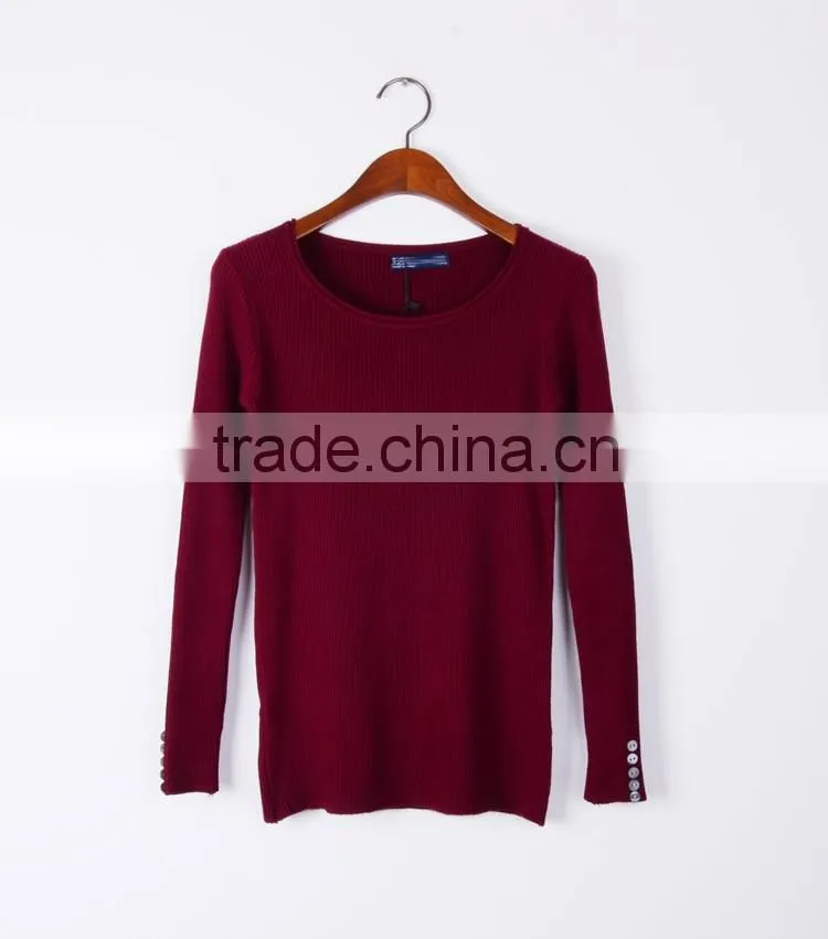 Fashion designhand knit sweater round collar sweater for girls