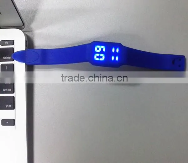 friendly silicone usb flash watch, thin strap,colorful band