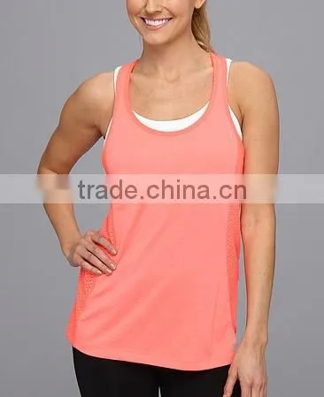 2015 China manufacturer customized women stertch mesh tank top