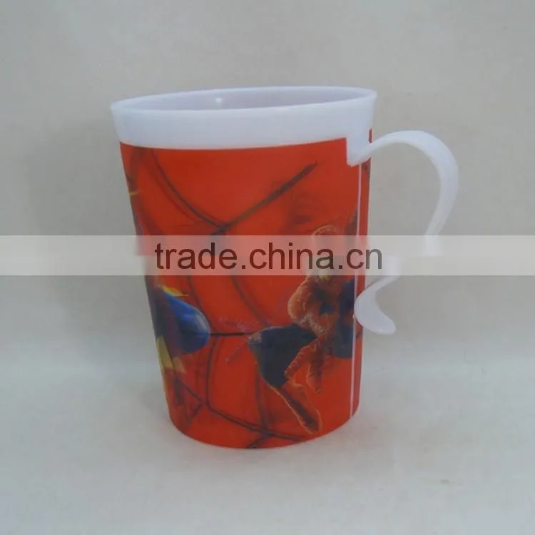 superior design BPA Free pp plastic coffee mug with a handle, colorful painting