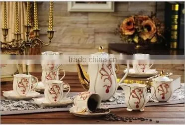 gold porcelain coffee set made In China