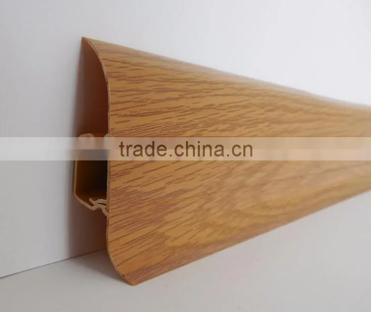 China supplier imitation wood grain flooring trim pvc skirting board
