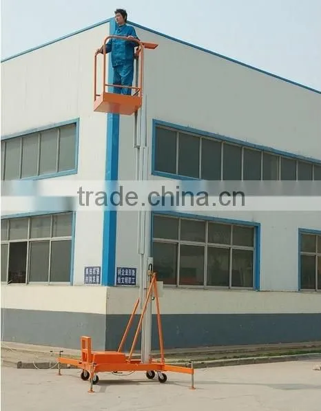 Mobile hydraulic single mast aluminum lift working platform/ hydraulic one mast aluminum alloy telescoping man lift