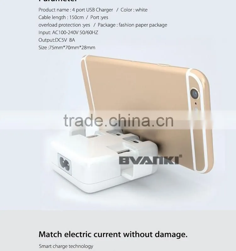 Hot new products for 2016 US/EU/UK plug USB 4 Port Desktop Charger/ Rapid Charging Station wall usb charger for iPhone charger