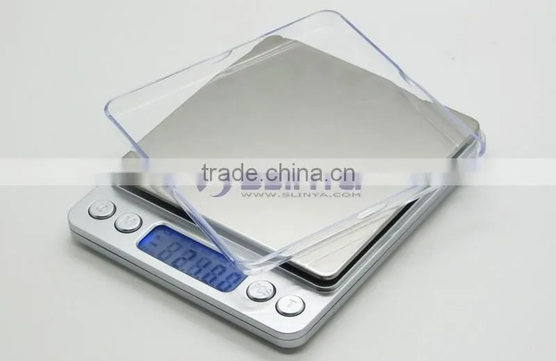 60 Second Auto Off 2000g 10cm x 10cm Square Metal Tray I2000 Kitchen Scale