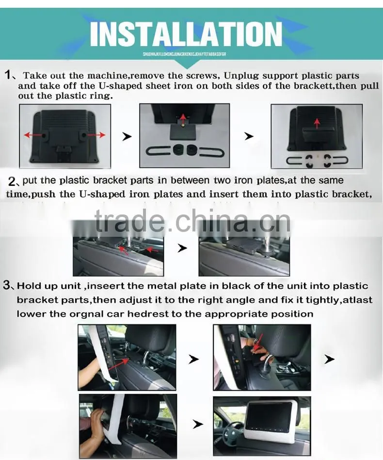 Android 5.1 HD Quad Core (4 Core) 10 inch Headrest dvd touch screen lcd monitor