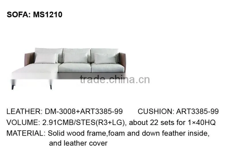 2015 Modern Design high fashion home sofa Top Grain Leather furniture living room MS1210