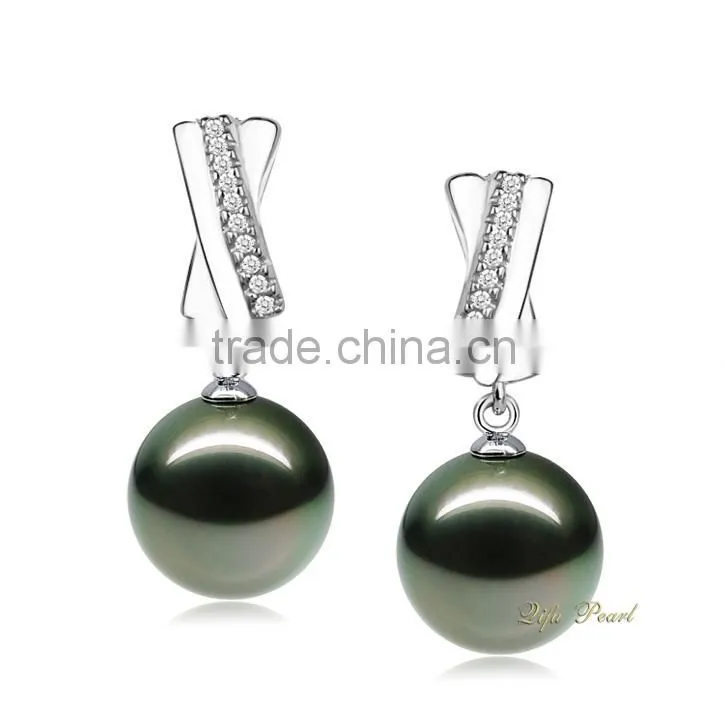 18k Gold Wholesale Black Pearl Earring Settings