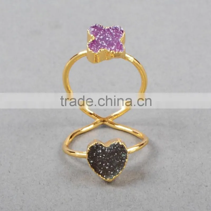 Full finger authentic druzy ring