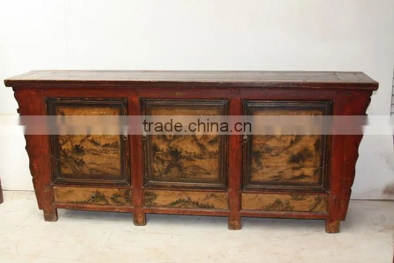 Three Door Antique Paintig TV Console