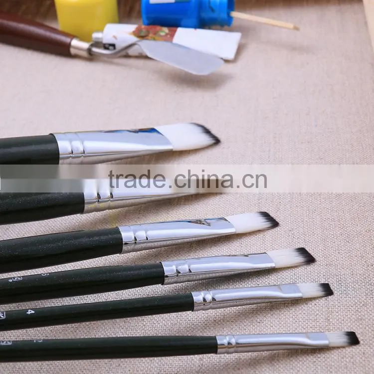 Free Sample 6pcs Set Fine Nylon Hair Wooden Handle Artsit Painting Brush