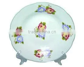 daily use white ceramic porcelain fruit plate with cut edge / ceramic fruit plate with flower design