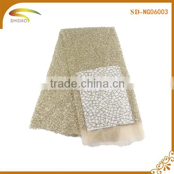 Custom wholesale garment accessories gold african lace styles dress fabric