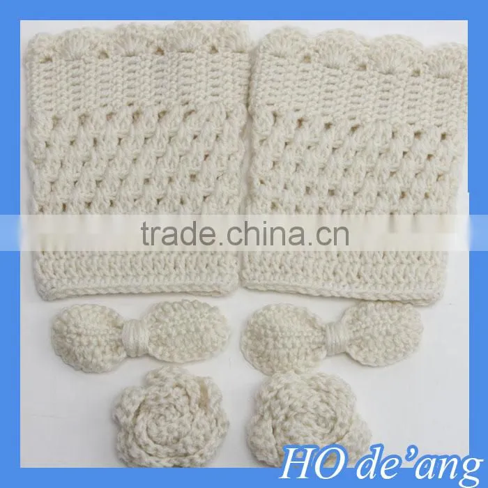 HOGIFT Knitting flowers boot cuffs,Handmade lace Boot Toppers