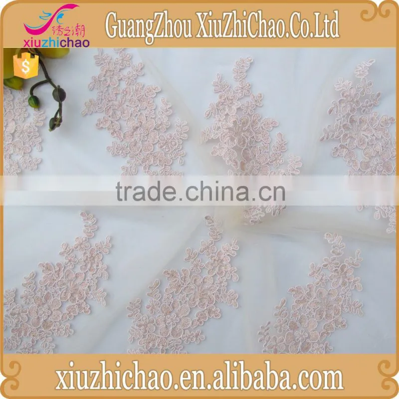 ZP0011-M (11.2)New pattern embroidered designs lace product mesh polyester ivory guipure lace fabric with sequins