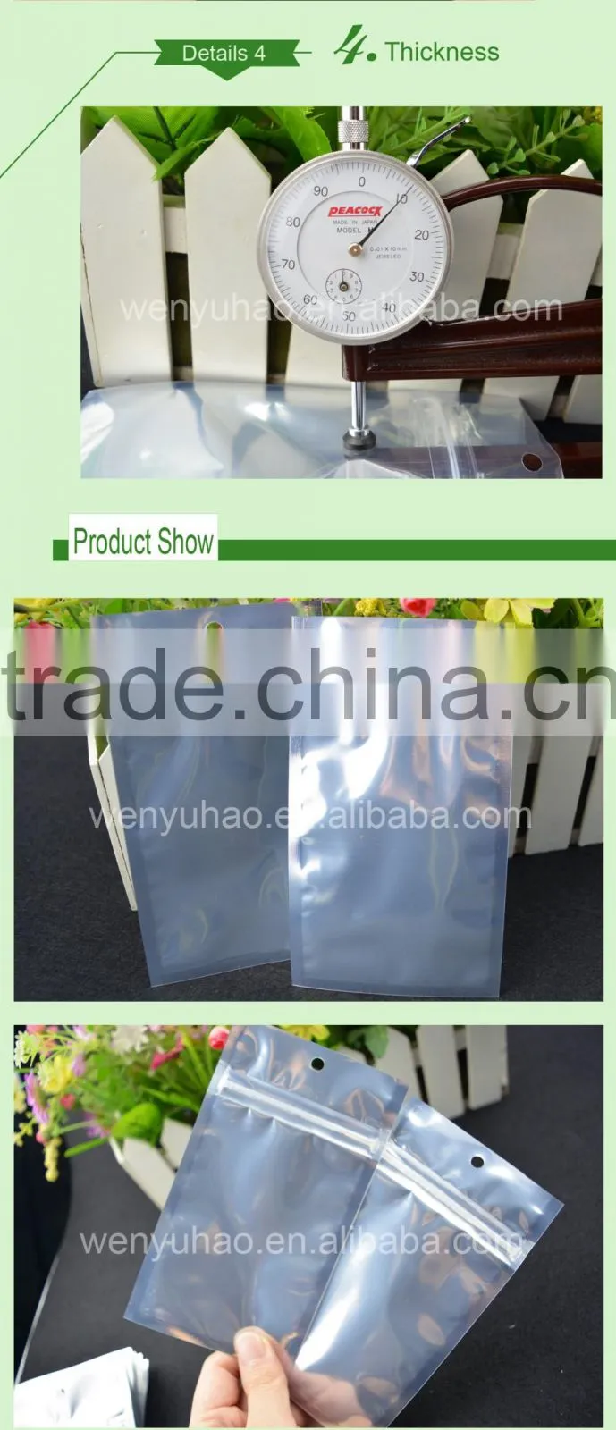 food grade One side clear and another side aluminum grocery Packaging Bags with Zipper