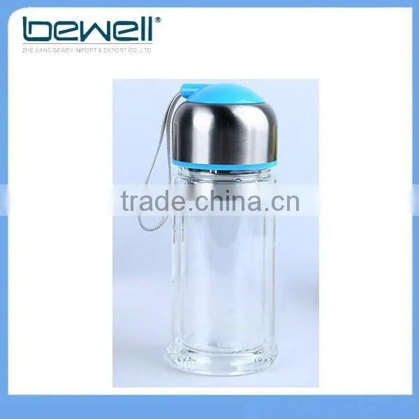 Double wall easy to carry fashion glass bottle