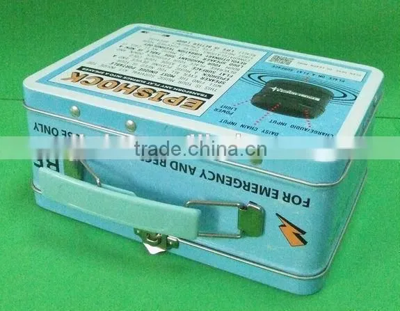 silver tin lunch box/tin lunch box with lock and key