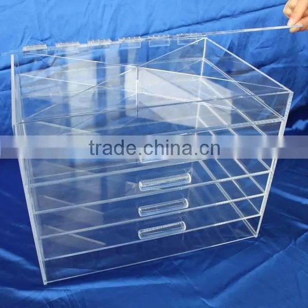 China new products lucite makeup display, acrylic lucite makeup box, lucite makeup storage boxes