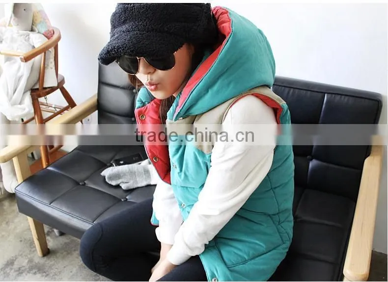 Vest female models fall and winter clothes thick cotton vest waistcoat jacket stitching quilted vest vest Hoodie