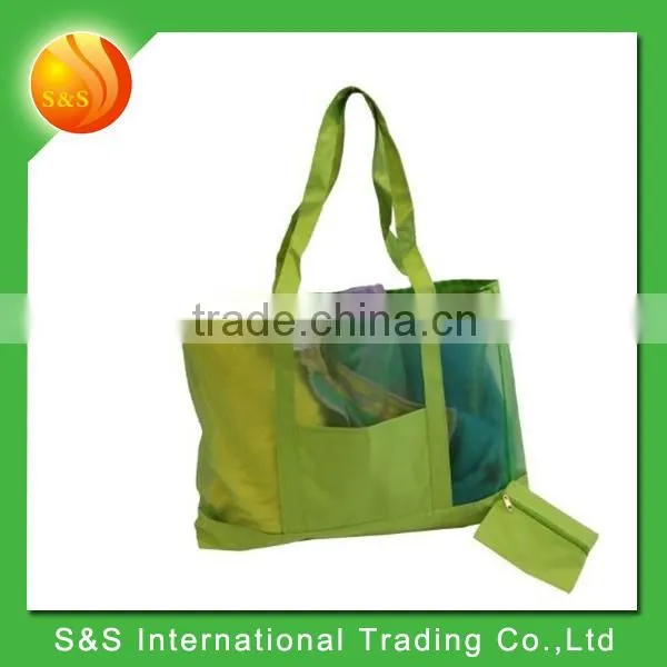2016 Large Ladies Mesh Tote Beach Bag With Samll Pouch