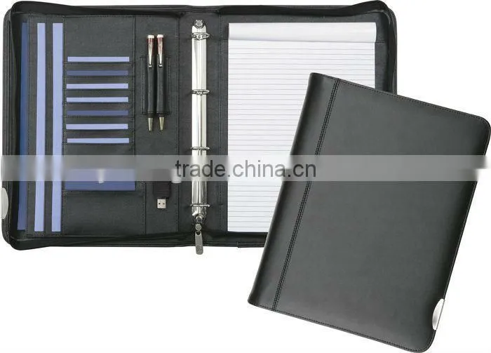 Genuine Leather A4 Presentation Folders With Notepad Holder