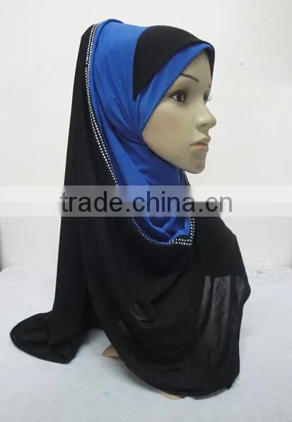 H287 new style two tone hoody shawl,fashion muslim hijab
