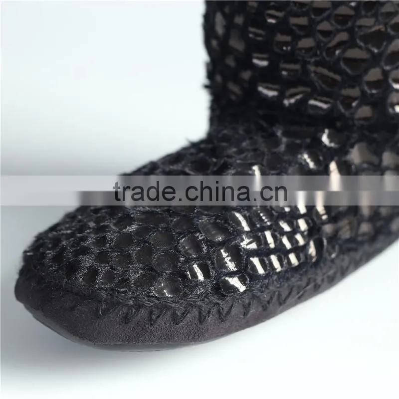 Ladies plush with shine print slipper boots