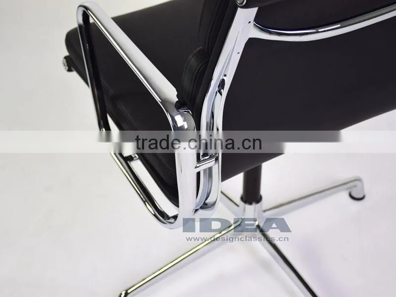 Replica Charles Charles Soft Pad Meeting Chair - Black Color Genuine Leather