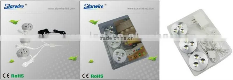 3*1W recessed mounted 12v led puck lights CE RoHS