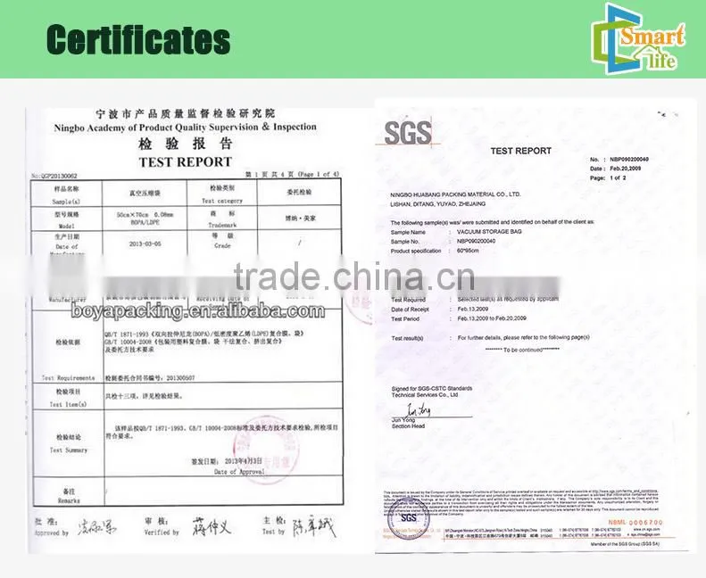 SGS certificated vacuum space bag cubes