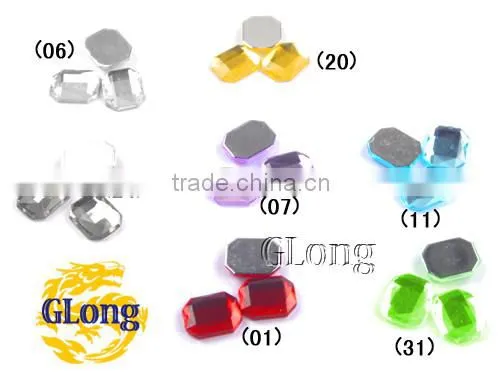 8*10mm Acrylic Flat Back Octagon Mix Color Bling Rhinestone & Crystal For Stylish Bags Garment Shoes #GY010-10P(Mix-s)