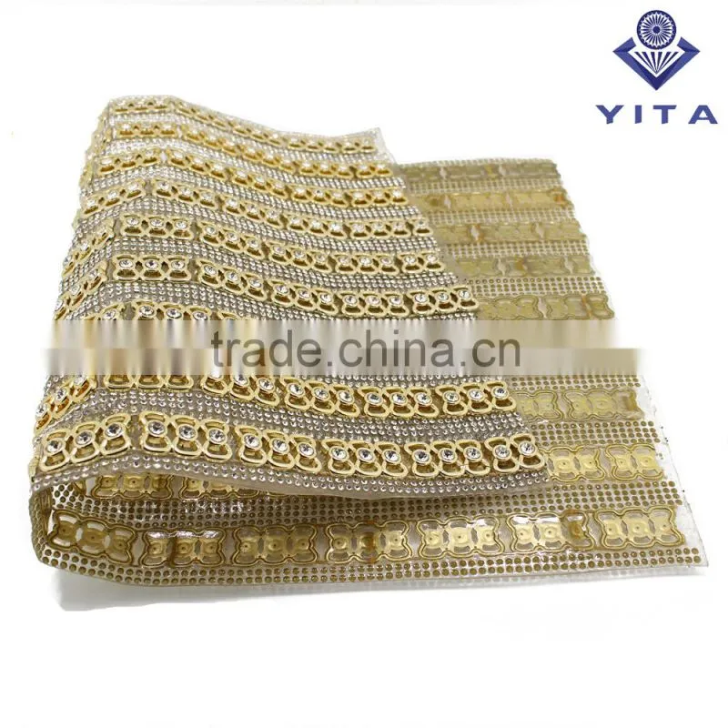 glue back crystal hot fix rhinestone mesh sheet trimming for shoe and cloth