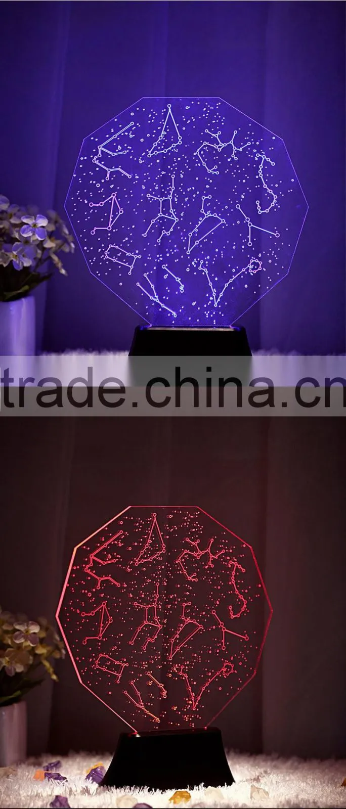 telesthesia acrylic + 3d optical illusions led rectangle lighted display base multi color changing night light lamp