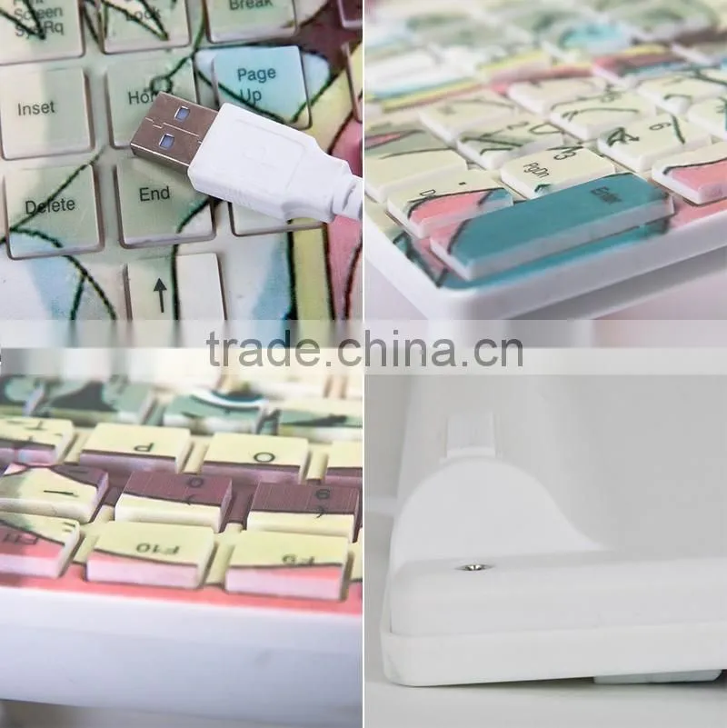 new model special heat transfer printed digital printing usb keyboard