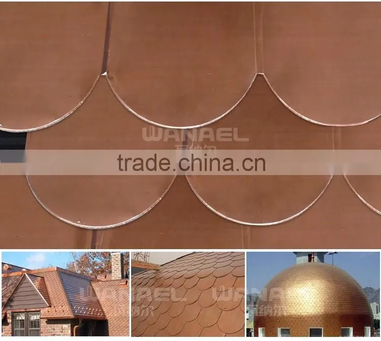 Roofing materials Wanael fish scale copper roof tile,copper shingle for roof, Copper Roofing Tiles