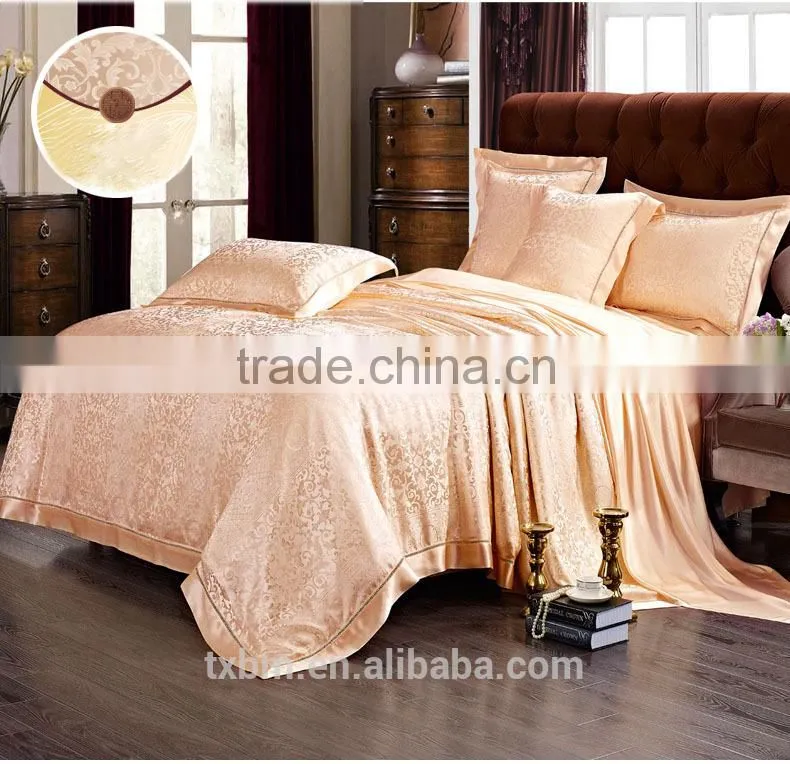 High quality colorful jacquard 4-piece Bedding Set,100% silk
