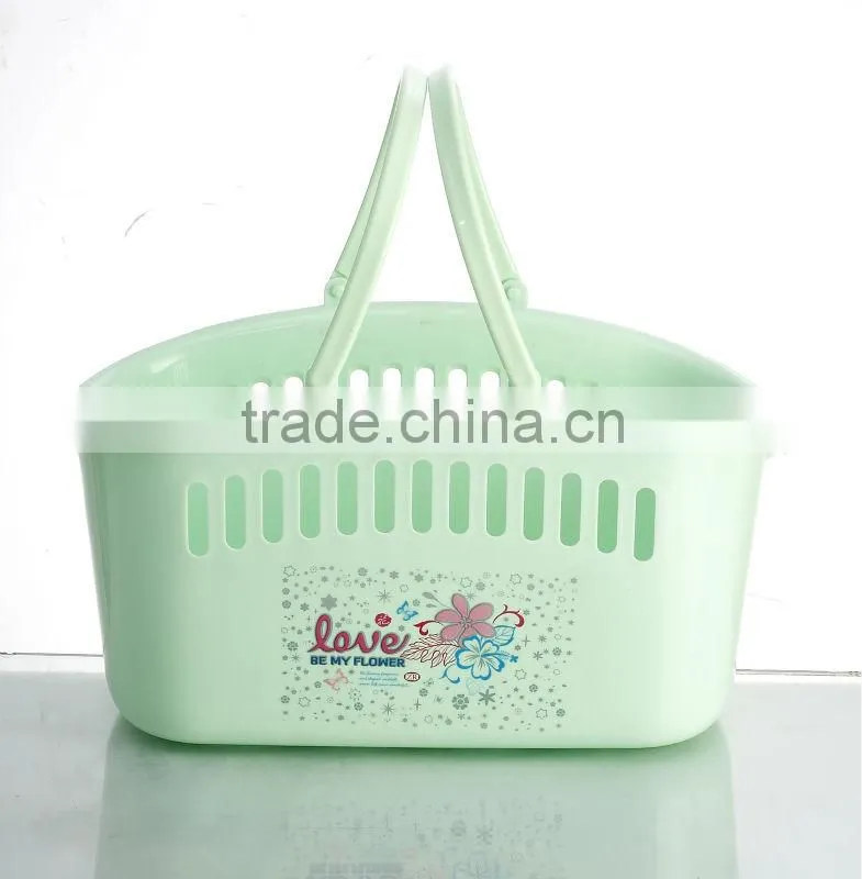 wholesale high grade large size plastic lanudry basket with handle , plastic storage basket