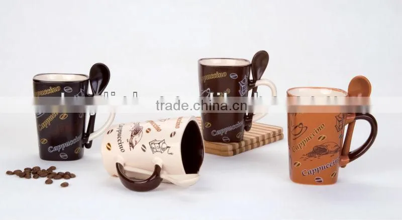 Egypt style ceramic mug with spoon