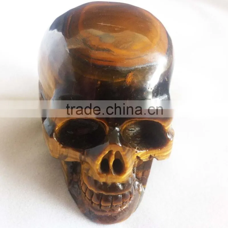 Natural Crystal Carving Yellow Tiger Eye Skull From China Supplier
