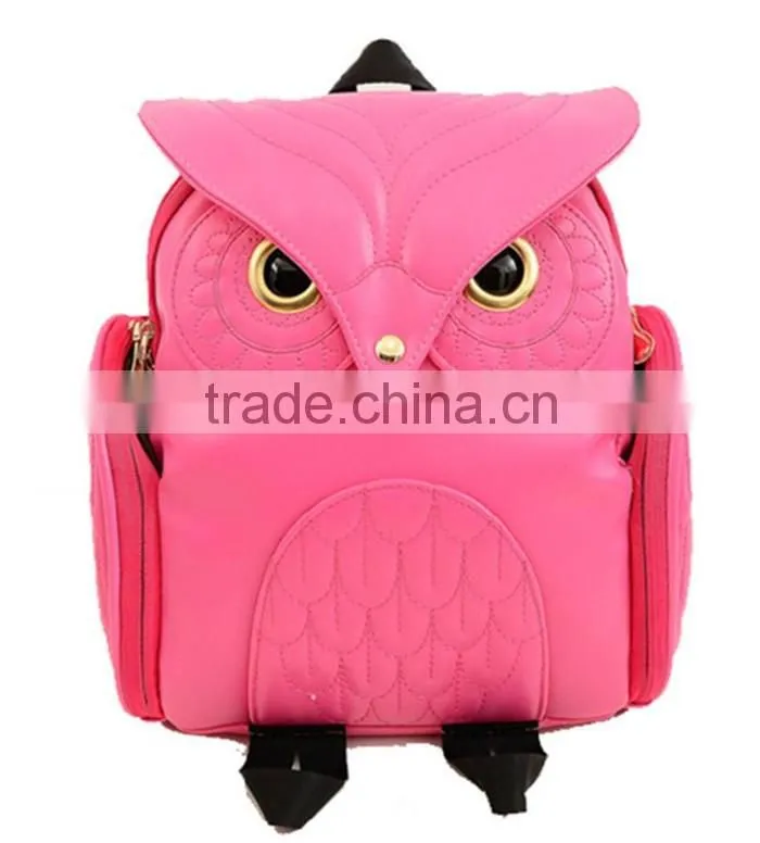 Owl Shape pu leather school backpack high class girls travel school bags
