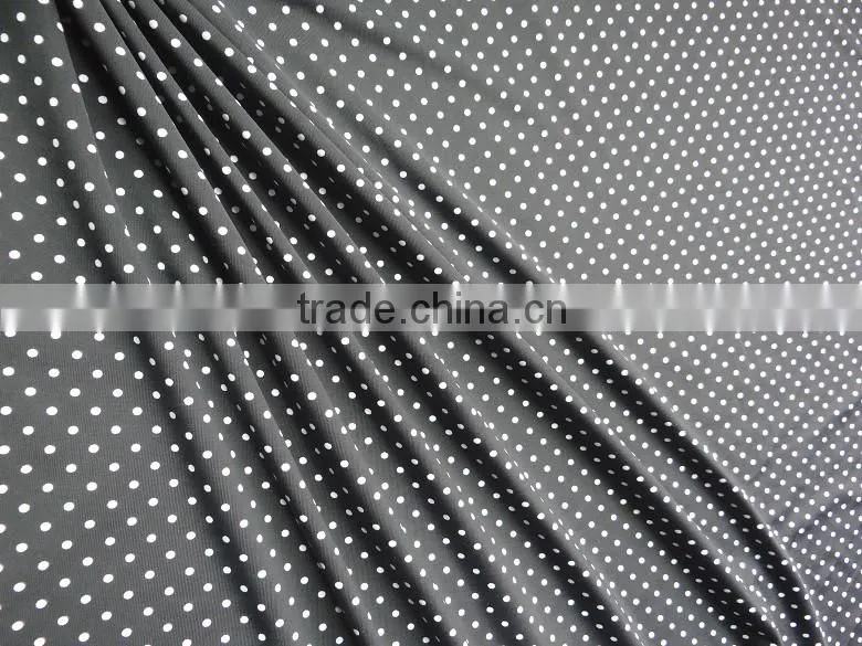 black fabric with white dot swimwear fabric stock